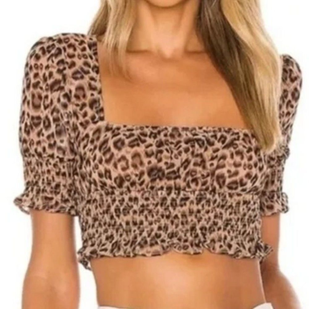 Superdown Lexi Smocked Top in Leopard